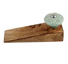 2 Pieces Sage Green Wheel Flower Ceramic Wooden Door Stopper